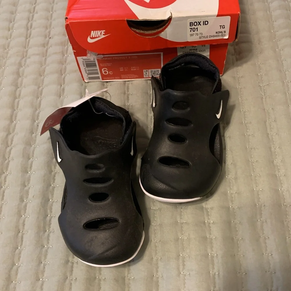 Nike Kids Black Sandal Shoes Size 6 Toddler NEW All occasions Easy on Comfort